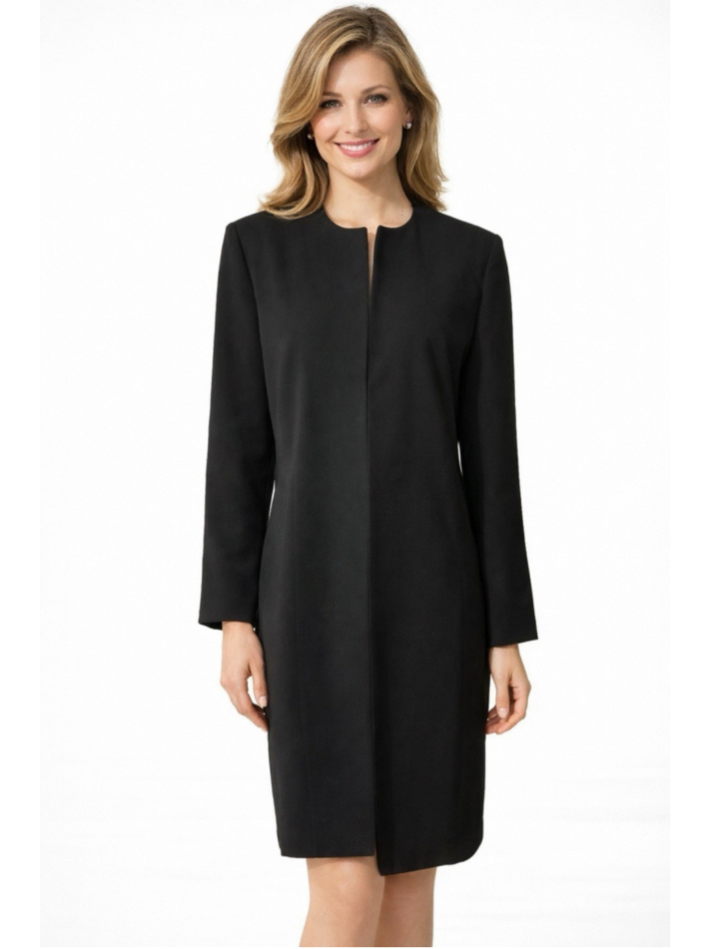 Talbots Long Suit Jacket Blazer 16 Crepe Wool Black Classic